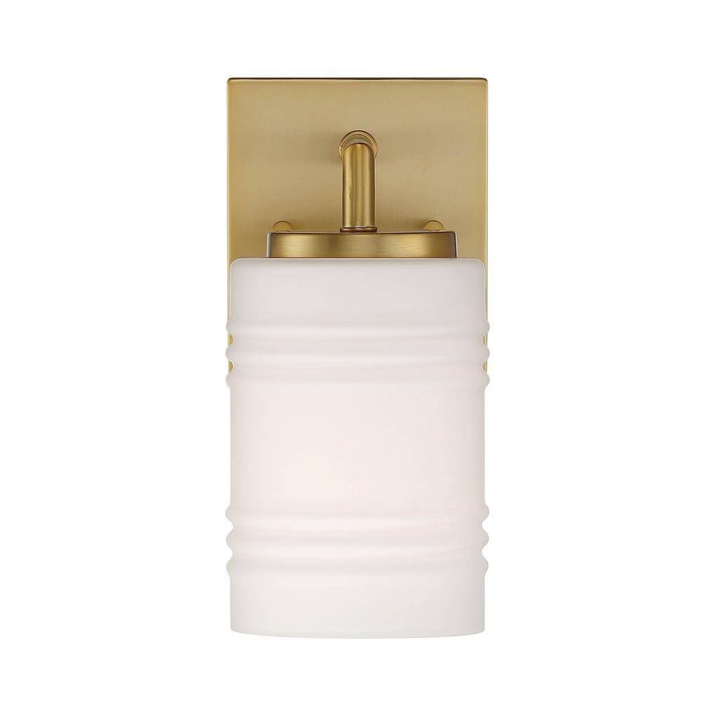 Leavenworth Brushed Gold Dimmable Wall Sconce with Opal Glass Shade