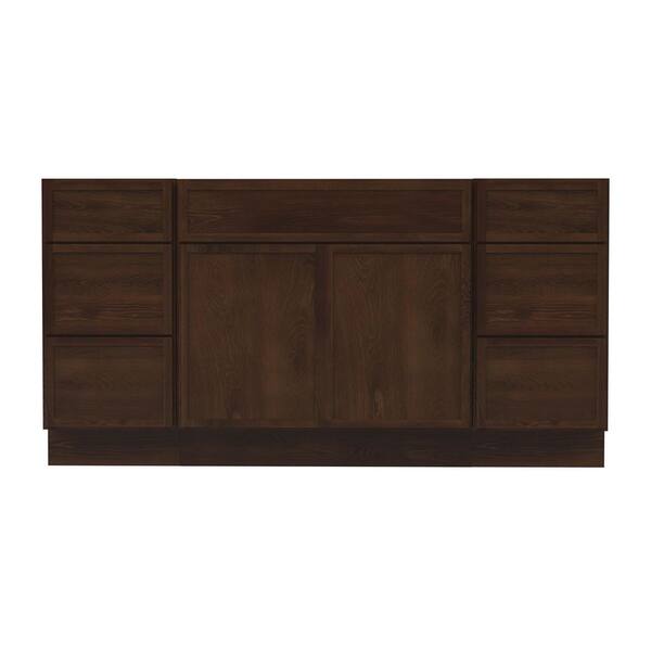 66 in. W x 21 in. D x 32.5 in. H Bath Vanity Cabinet without Top in Brown