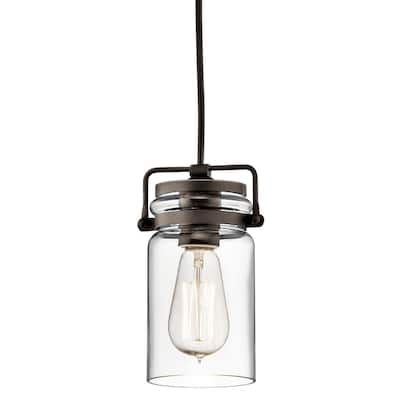 Brinley 1-Light Olde Bronze Mini Pendant Light with Clear Glass