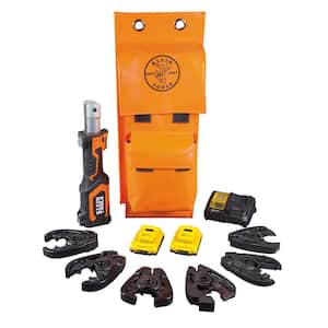 Battery-Operated Cutter/Crimper Kit with 3 Cutting Jaws 3 Crimping Jaws Two 2 Ah Batteries Charger and Bag