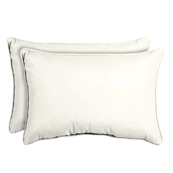 Home Decorators Collection Sunbrella Canvas White Oversized Lumbar Outdoor Throw Pillow (2-Pack)