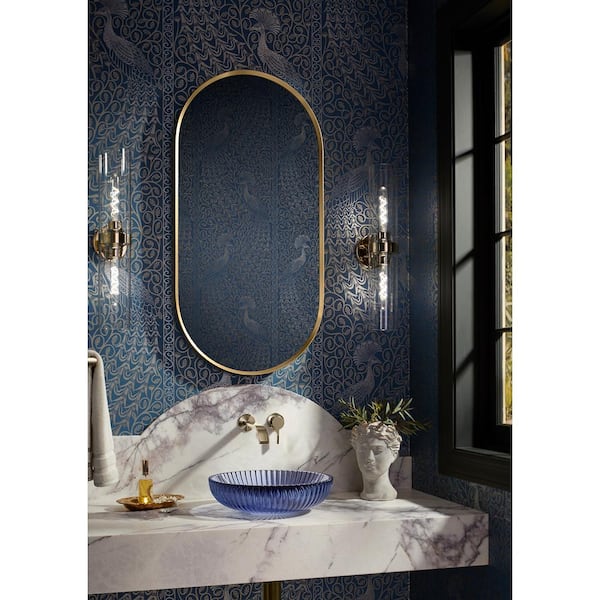 KOHLER Verdera 20-in x 40-in Surface/Recessed Mount Moderne Brushed Gold Mirrored Arched Medicine Cabinet