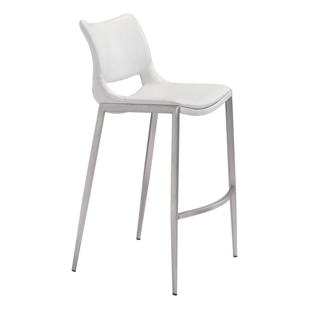 Ace 40.9 in. White Bar Chair (Set of 2) 101283 The Home Depot
