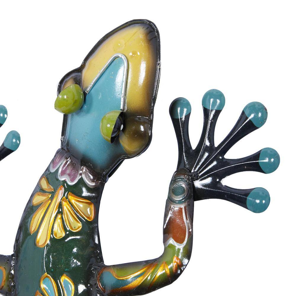 Multi-Colored Metal Floral Lizard Wall Decor, 32" x 15"