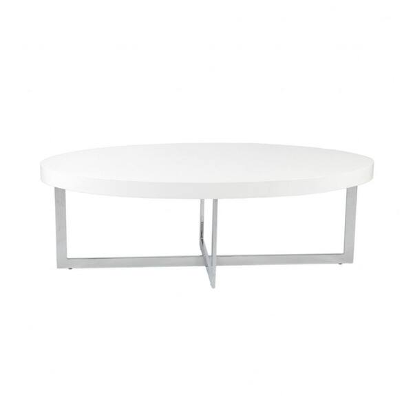Homeroots Amelia 48 In Contemporary White High Gloss Oval Coffee Table 370470 The Home Depot High Gloss Oval Coffee Table 370470, White High Gloss Round Coffee Table