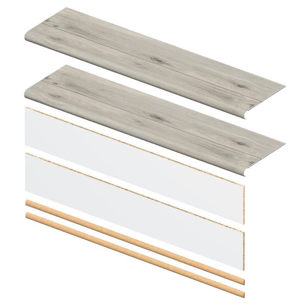 Banff Gray Hickory 6.5mm x 46in x 12in Exact Match Round Nose Stair Tread + Riser Combo Kit (2-Pack) price history on PriceWatchPro