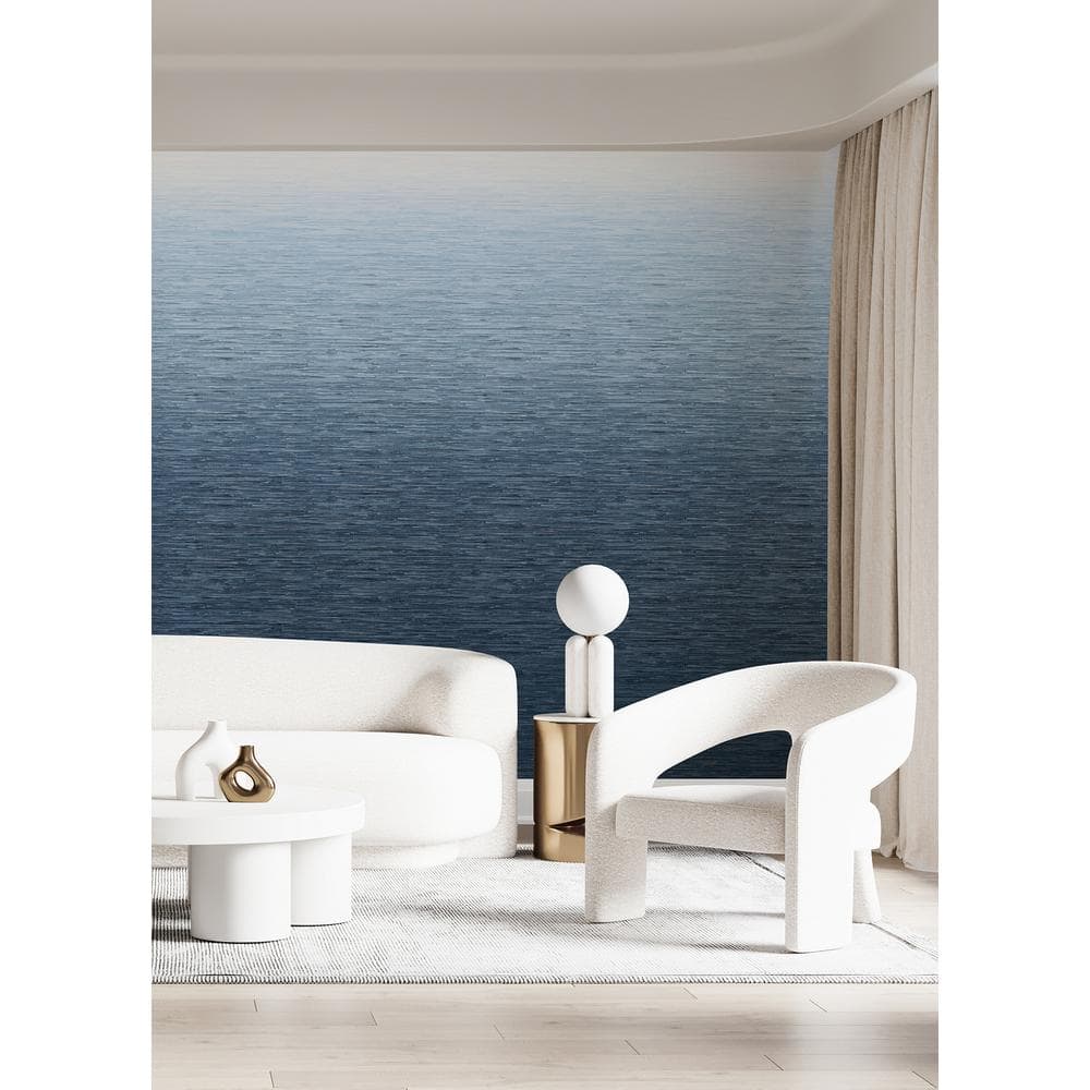 Blue Grasscloth Textured Ombre Wall Mural, 2-Piece Set