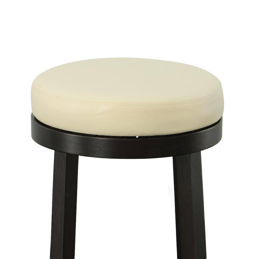 Carolina Classics Swivel Espresso Bar Stool with Cream Leatherette Seat