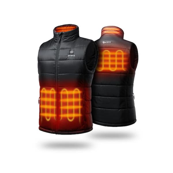 ORORO Men's X-Large Black 7.38-Volt Lithium-Ion Classic Heated Vest with One 4.8 Ah Battery
