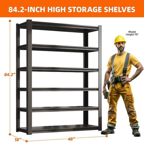 Siavonce 2-Pieces 6-Tier Metal Shelves 2400 lbs. Adjustable Garage