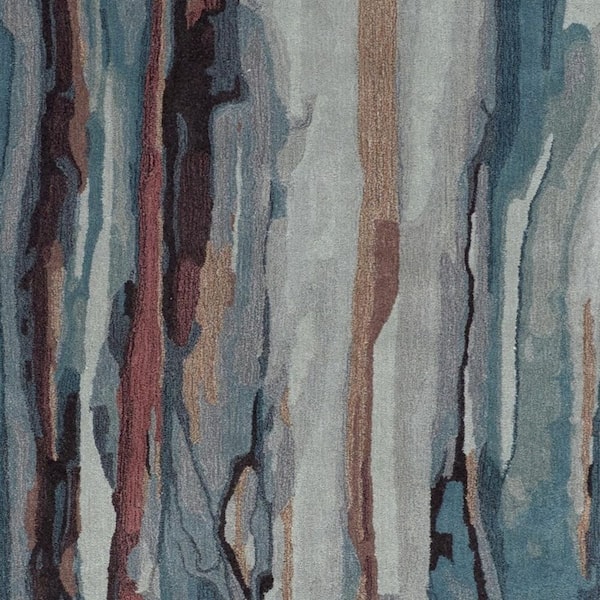 2 ft. x 8 ft. Blue, Orange Abstract Area Rug