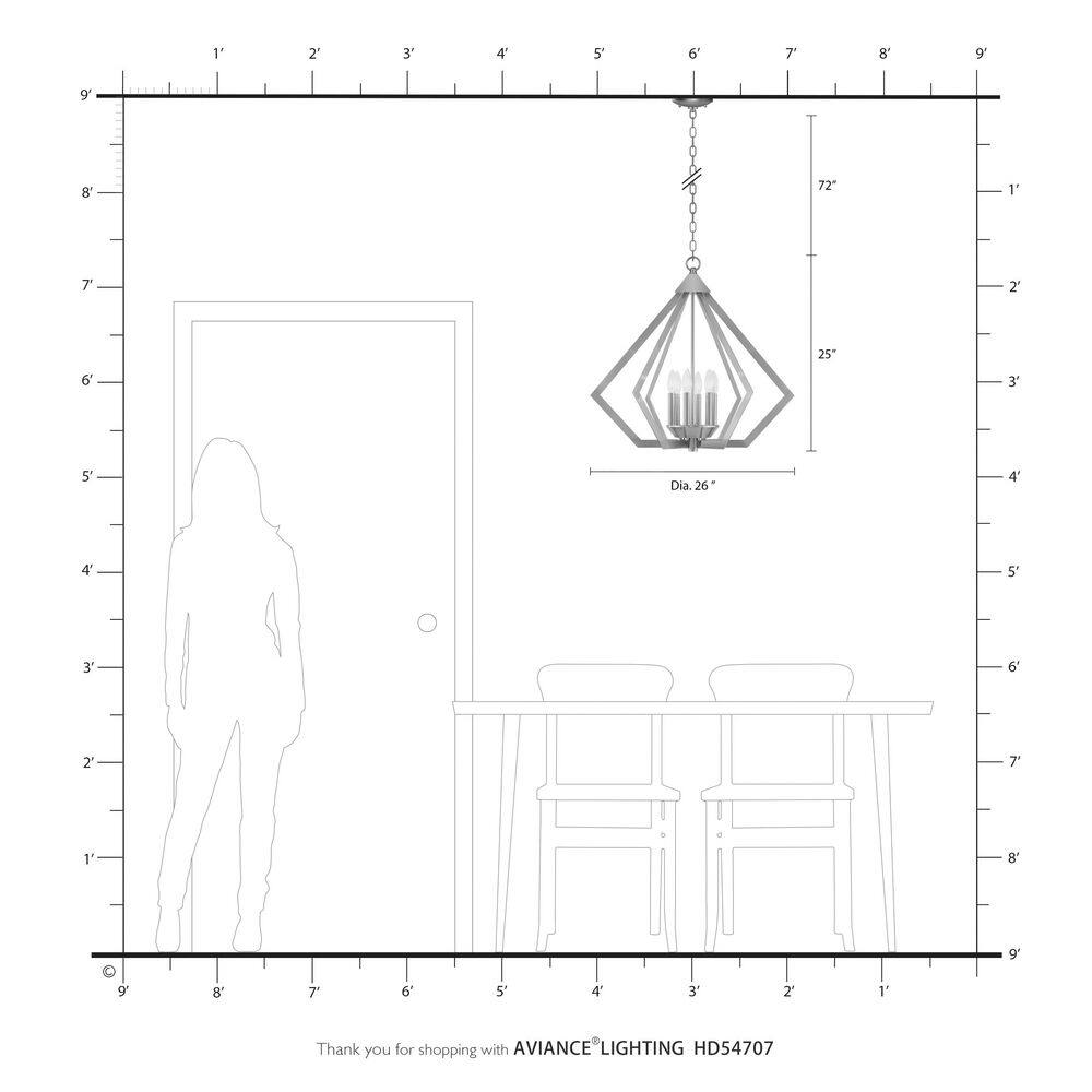 Prism 26" Brushed Nickel 6-Light Steel Chandelier