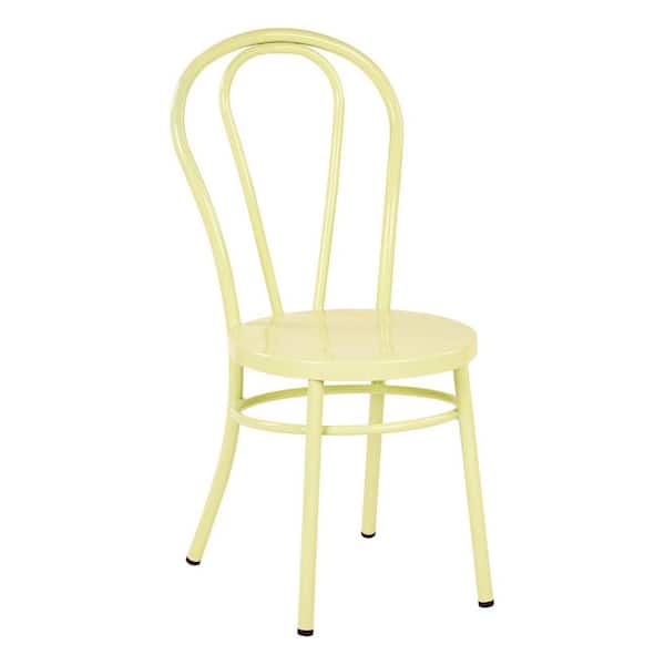 OSP Home Furnishings Odessa Pastel Lemon Metal Dining Chair (Set of 2)