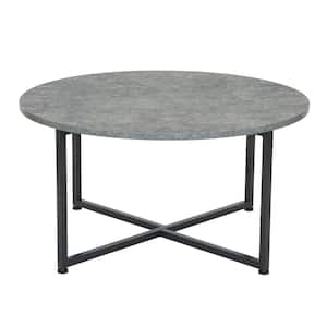 32 in. Slate Round Stone Top Coffee Table