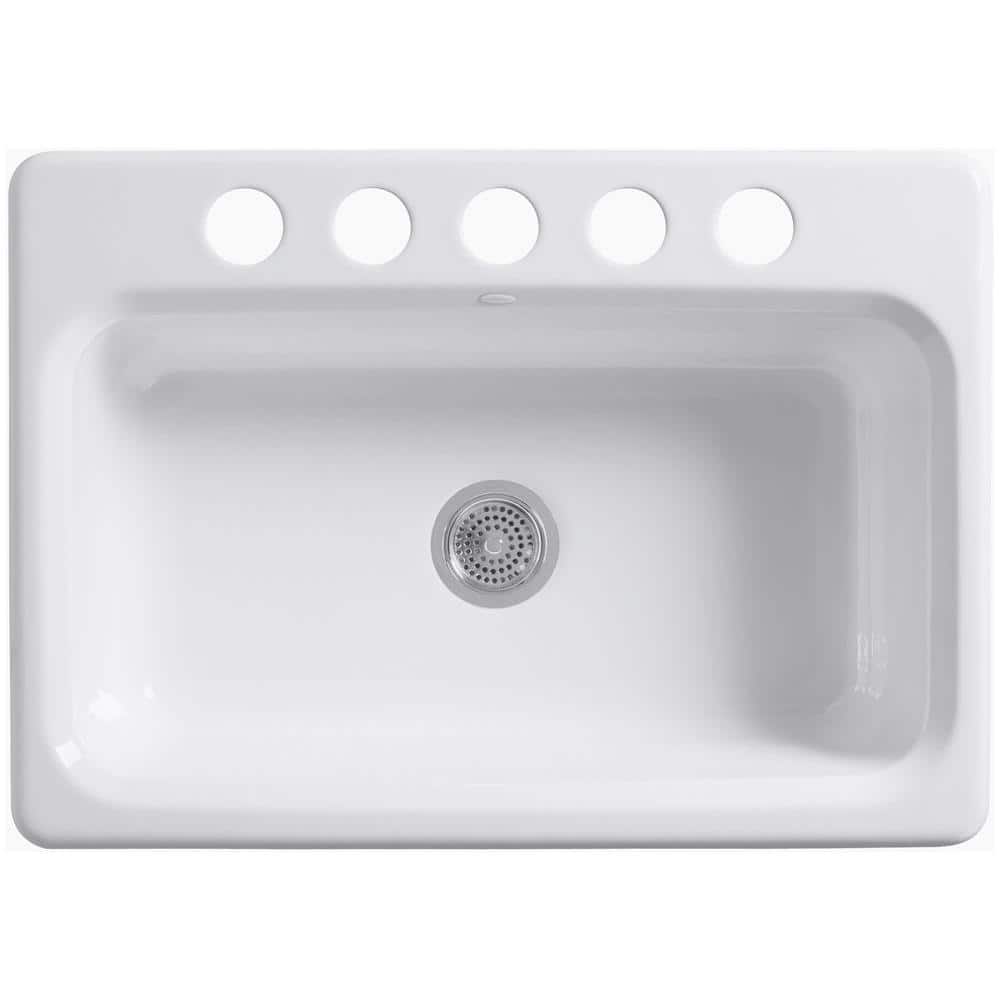 White Cast Iron Single Bowl Undermount Kitchen Sink