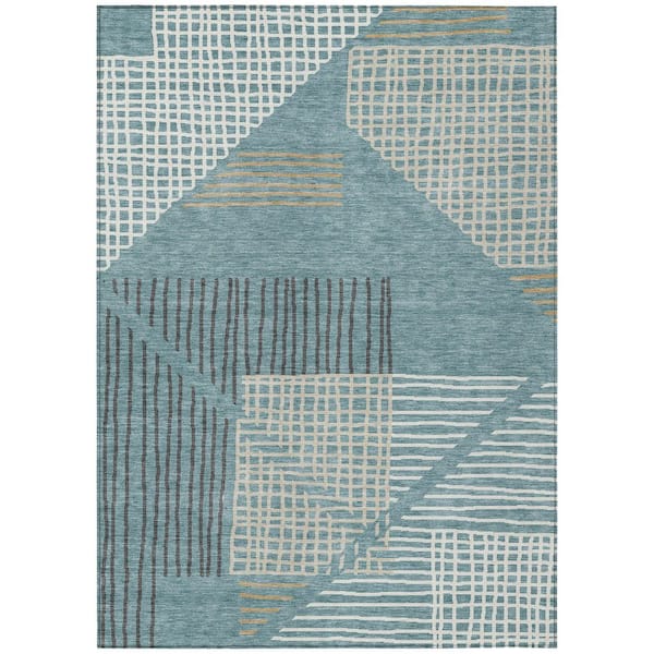 Addison Rugs Chantille Machine Washable Indoor/Outdoor Abstract ACN2270 Teal 2 ft. 6 in. x 3 ft. 10 in. Area Rug
