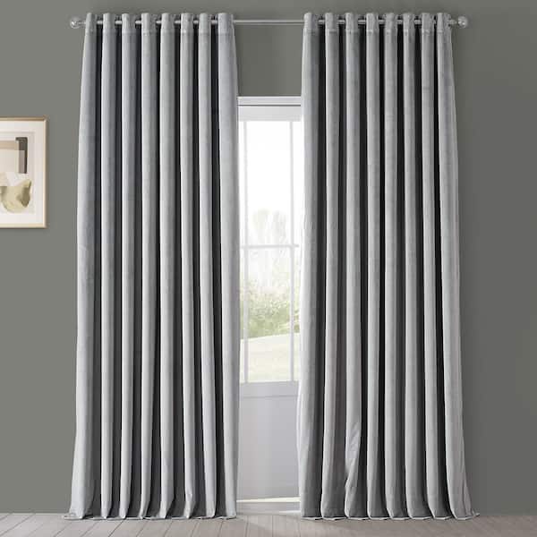 Silver 12 ft H Velvet Curtain Long Panel Extra Long Window Treatments Drapery 