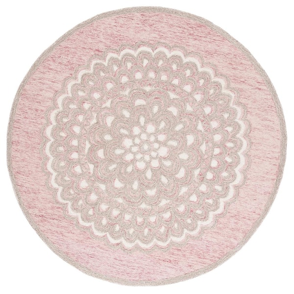 SAFAVIEH Metro Dark Pink/Ivory 6 ft. x 6 ft. Medallion Round Area