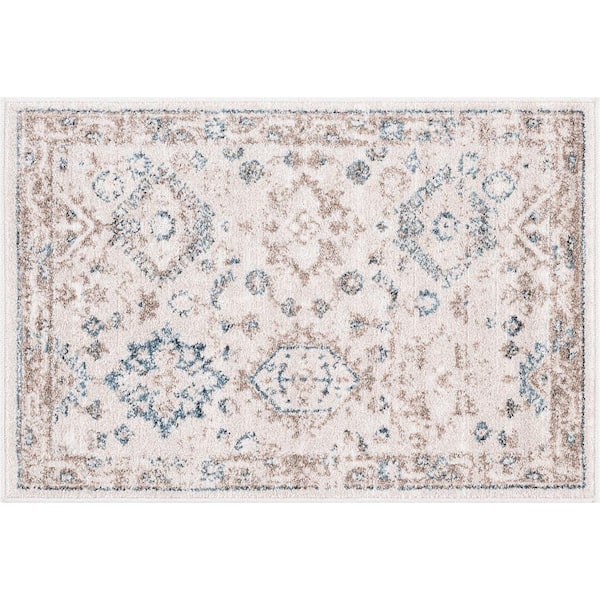 Magic Traditional Blue and Cream 2 ft. x 3 ft. Oriental Indoor Area Rug