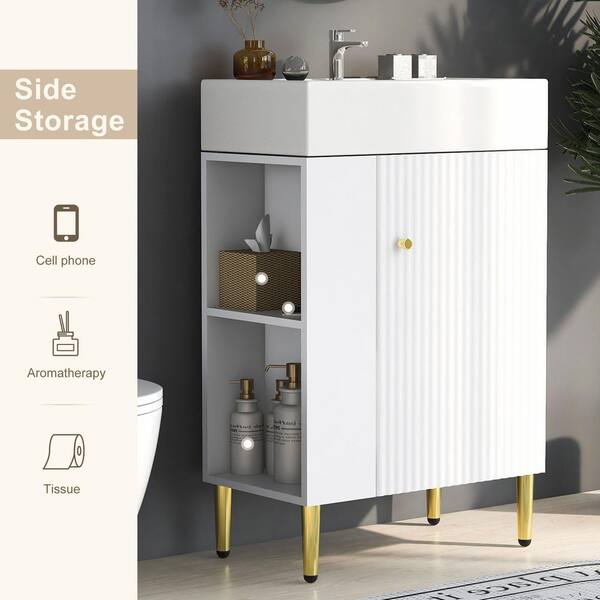 Frances Woven Rattan 2-Door Bathroom Undersink Unit, White