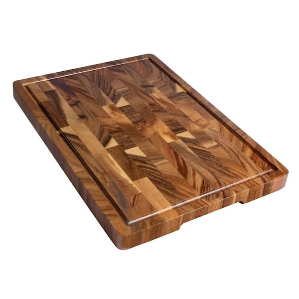 16.5 in. x 11.6 in. x 0.8 in. Rectangular Walnut Cutting Board with Juice Groove, End Grain Wooden Chopping Board