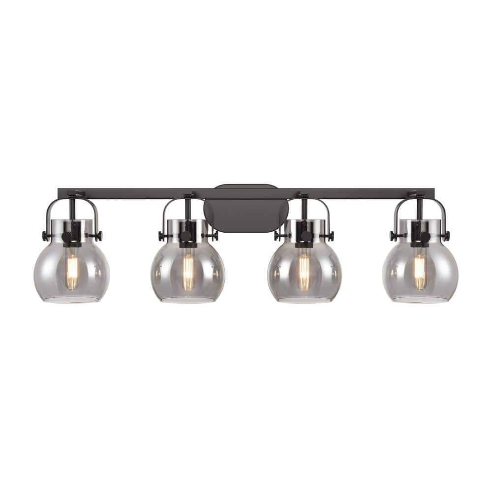 Pilaster II Sphere 36.5 in. 4-Light Matte Black Vanity Light with Black Glass Shade price history on PriceWatchPro