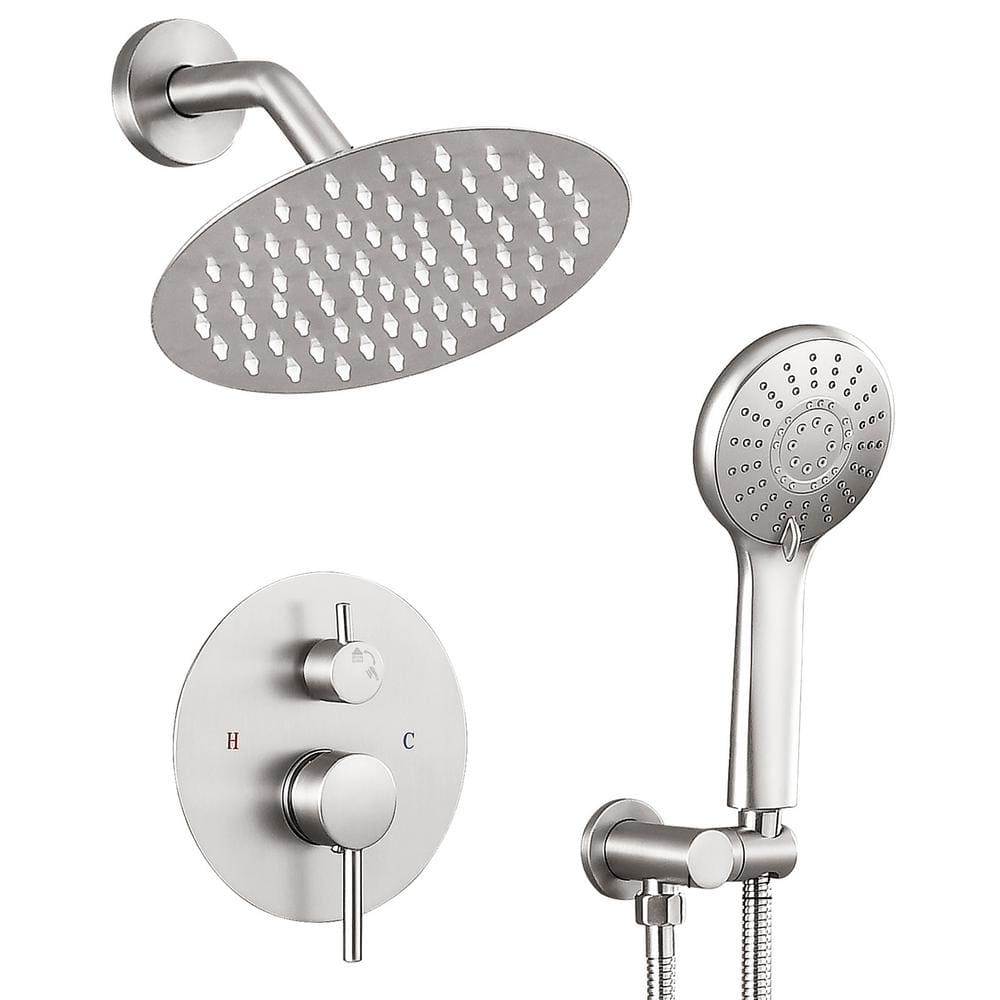 Single Handle 3-Spray 8 in. Round Shower Faucet 2.5 GPM with Pressure Balan