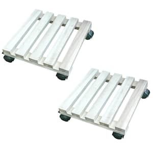 Square Rolling Wood Plant Caddie (2-Piece)