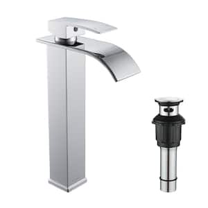 Single Handle Single Hole Bathroom Faucet with Drain Assembly in Chrome