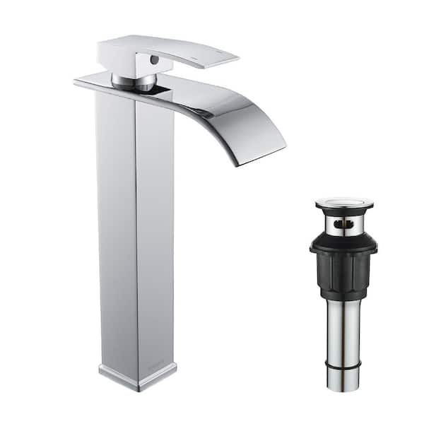 FORIOUS Single Handle Single Hole Bathroom Faucet with Drain Assembly in Chrome