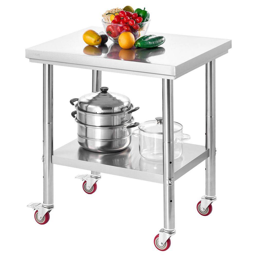 Stainless Steel Table, 24 x 30 In. Food Prep Worktable with Wheels, Kitchen Prep Table with Undershelf Workstations price history on PriceWatchPro
