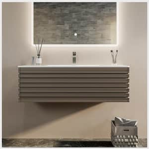 Dream 42 in. W x 18.2 in. D x 19 in. H Bath Vanity in Cement Gray With White Solid Surface Top with White Sink