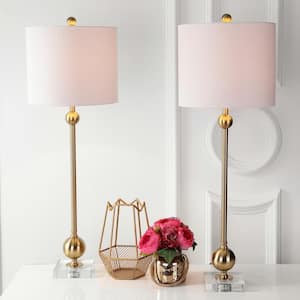 Hollis 34 in. Brass Metal Table Lamp with Crystal Base (Set of 2)