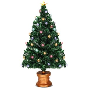 4 ft. Pre-Lit PVC Artificial Christmas Tree Fiber Optical Firework Holiday Decor