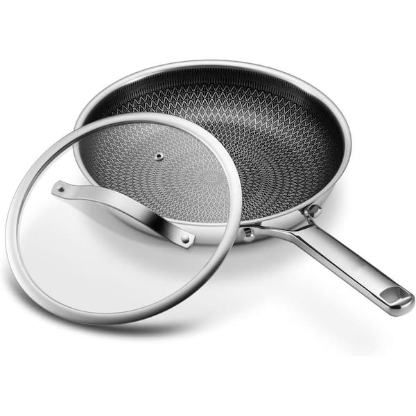 12" Ceramic Nonstick Saute Pan w/ Lid PFAS/PFOA/PTFE Free, Dishwasher & Oven Safe, Induction, Utensil Stainless Steel