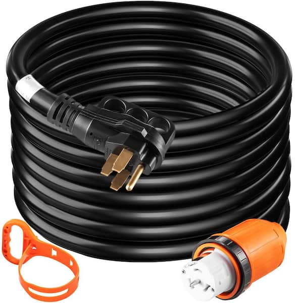 VEVOR 50 ft. 50 Amp 250-Volt 12,000-Watt Black Cable Generator Power Cord ETL Listed Extension Cord