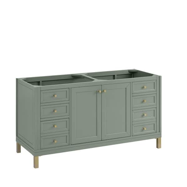 Chicago 59.9 in. W x 23.3 in. D x 32.6 in. H Double Bath Vanity Cabinet Without Top in Smokey Celadon
