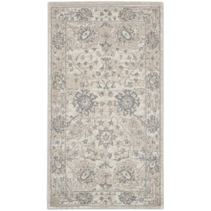 Moroccan Celebration Ivory doormat 2 ft. x 4 ft. Bordered Traditional Kitchen Area Rug