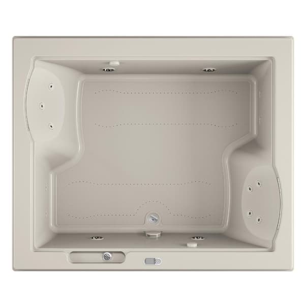 JACUZZI FUZION SALON SPA 71.75 in. x 59.75 in. Rectangular Combination Bathtub with Center Drain in Oyster