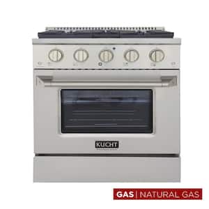 Pro-Style 30 in. 4.2 cu. ft. Natural Gas Range with Convection Oven in Stainless Steel and Silver Oven Door