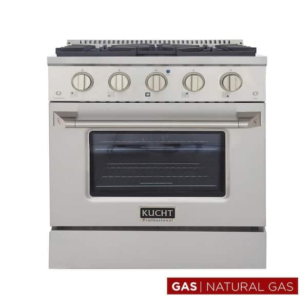 Pro-Style 30 in. 4.2 cu. ft. Natural Gas Range with Convection Oven in Stainless Steel and Silver Oven Door