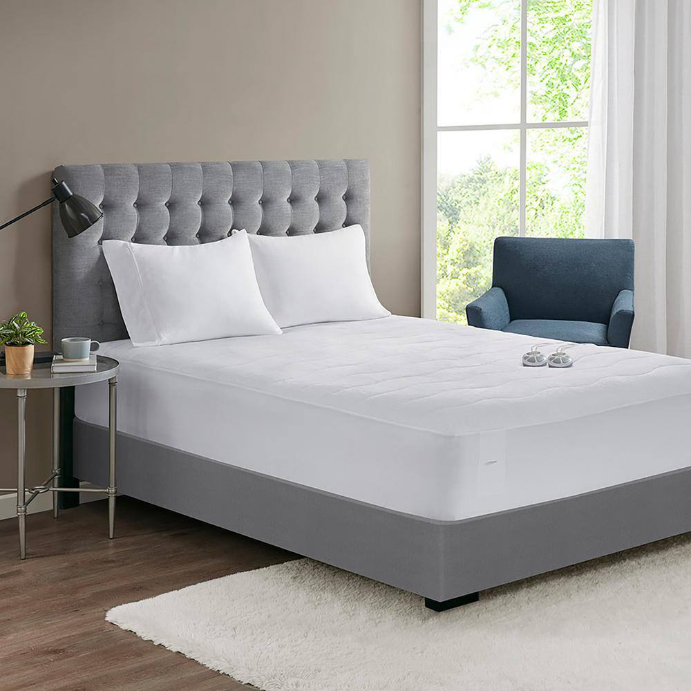Full White Plush Heated Mattress Pad with 10 Heat Settings