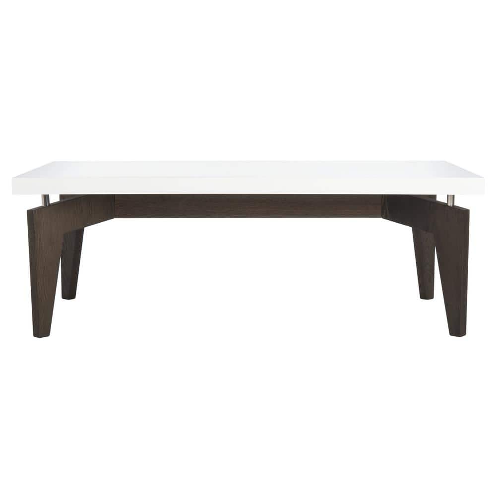 43'' Transitional Floating Top Coffee Table in White & Dark Brown