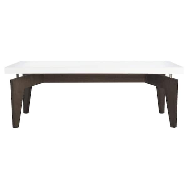 SAFAVIEH Josef 44 in. White/Dark Brown Wood Coffee Table