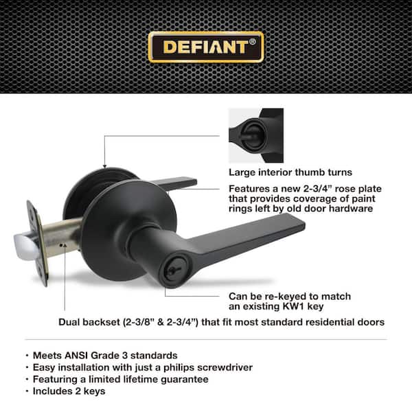 Defiant Freedom Matte Black Keyed Entry Door Handle 32LEX900B