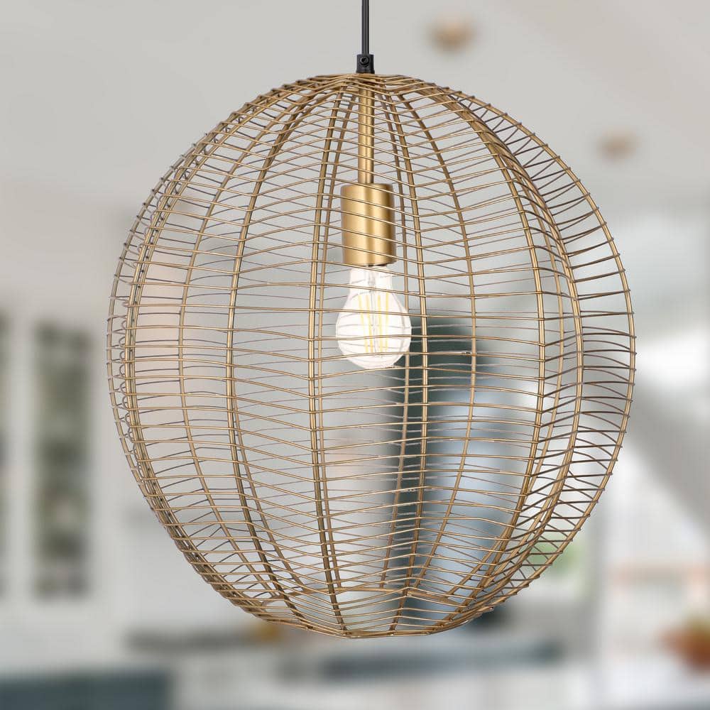 Antique Brass Globe Shade Pendant Light with Adjustable Height