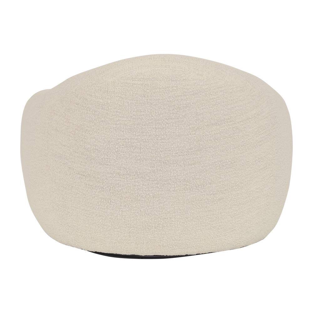 Pearl White Swivel Barrel Accent Chair with Wood Base
