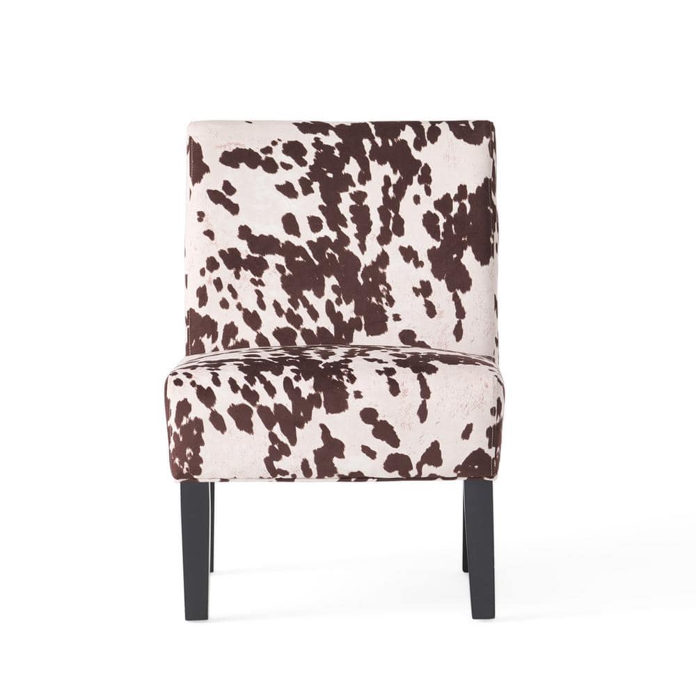 Plush Brown & White Cow Print Velvet Accent Chair