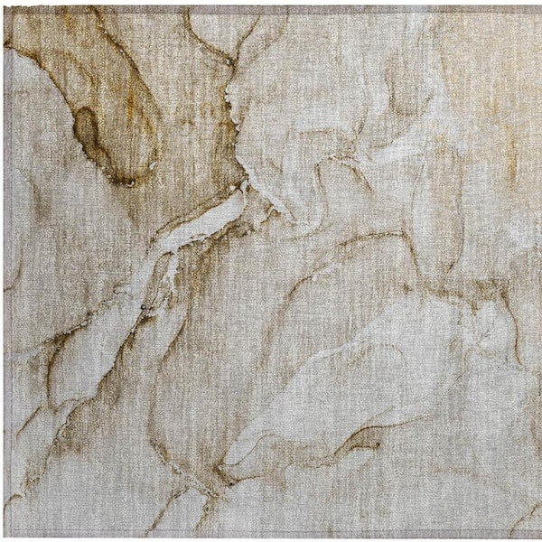 Brown 2 ft. x 3 ft. Woven Abstract Polyester Rectangle Indoor/Outdoor Area Rug