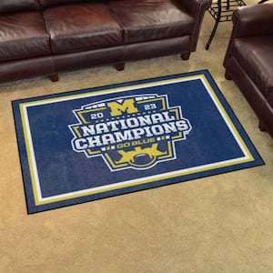 Michigan 2023-24 National Champions Blue 3 ft. x 5 ft. Plush Area Rug